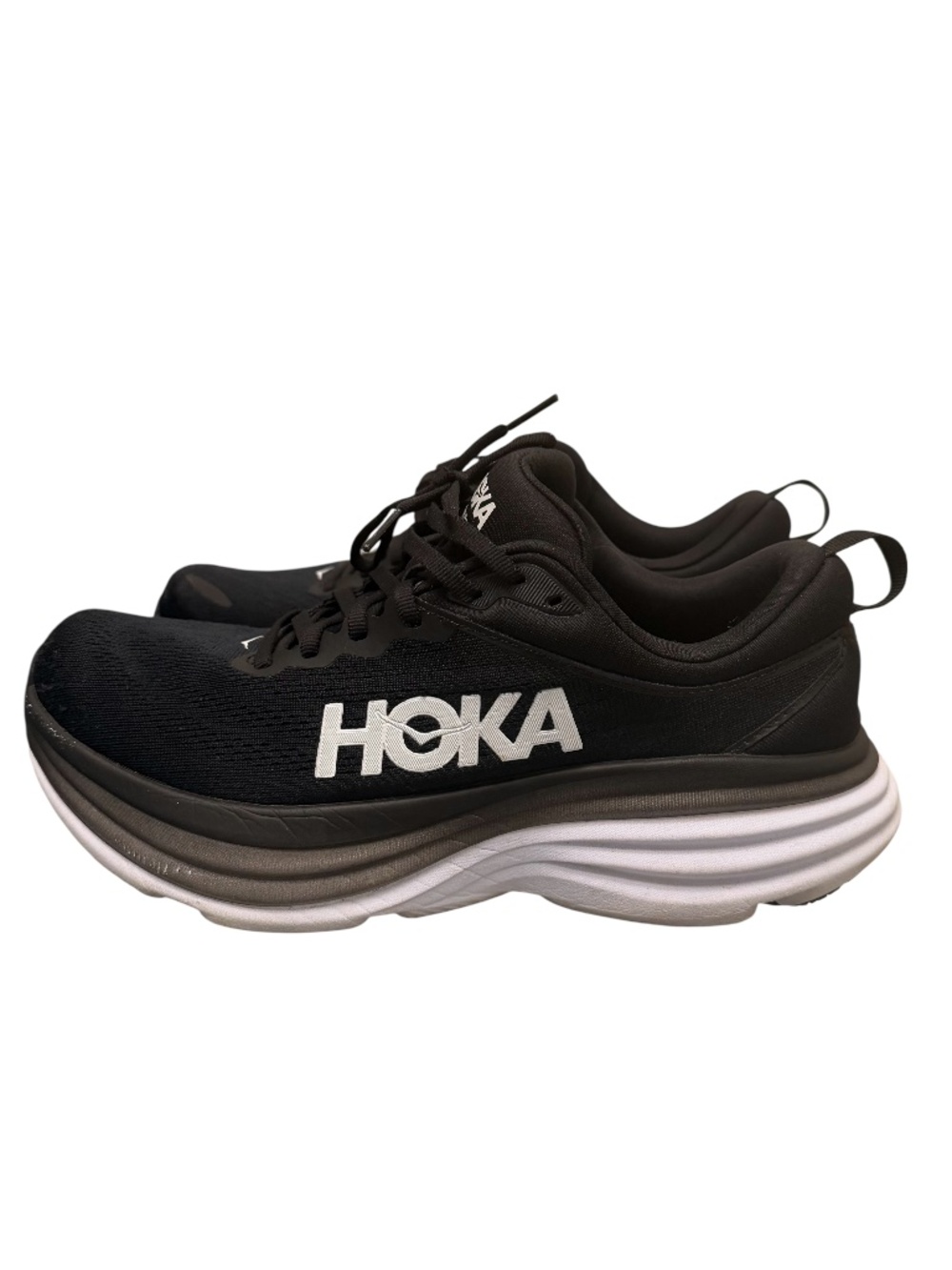 HOKA Bondi 8 Black & White Max Cushion Running Shoes Women’s Size 9